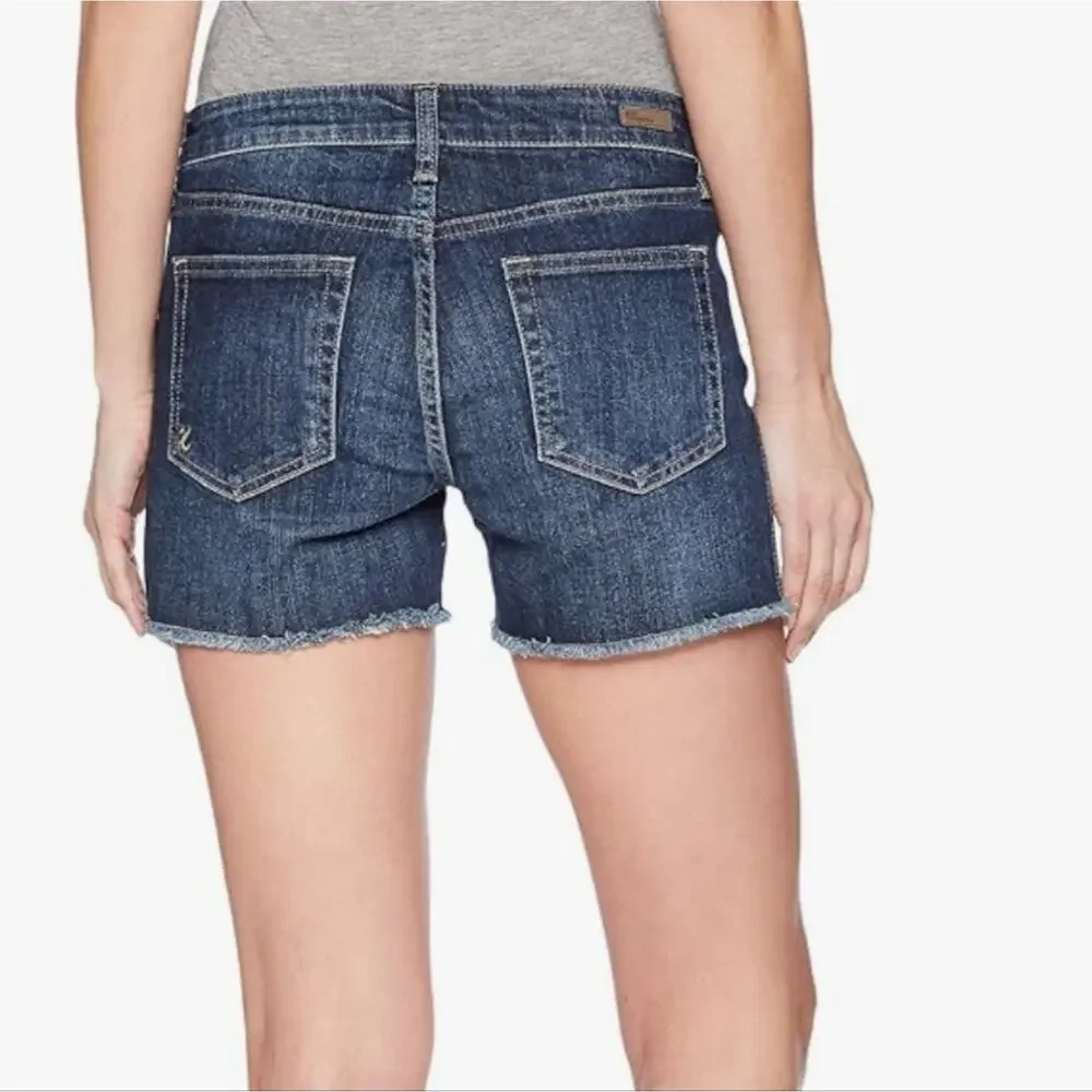 Kut From The Kloth Gidget Fray Hem High Waisted Denim Shorts NWT Dark Wash 6